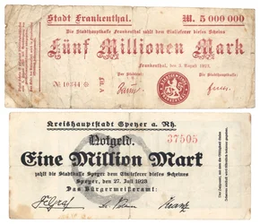 A Five Million and One Million Mark Banknotes, 1923