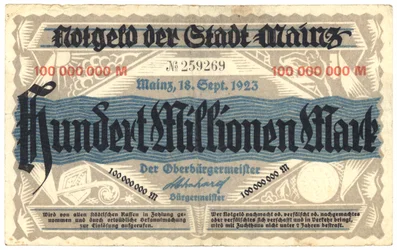 A Hundred Million Mark Banknote, 1923