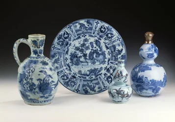 A selection of Frankfurt blue and white ceramics in a Chinese style, c.1700