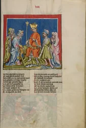 Aaron Transforms the Rod into a Serpent from Weltchronik Ms. 33, fol. 73