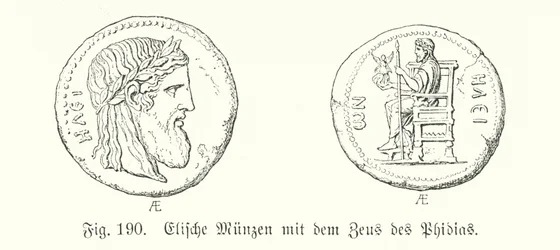 Ancient Greek Coins from Elis Bearing Images of the Zeus of Phidias