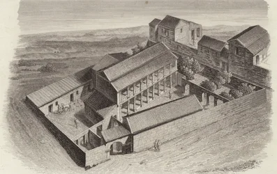 Ancient Greek houses in Moudleja, Syria (Illustration for Bilder-Atlas)