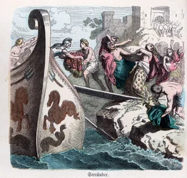 Ancient History. Greece. Sacking of a Town by Greek Pirates