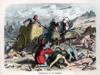 Ancient History. Persia. War Chariot with Sickles in Their Wheels
