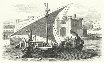 Arrival of a Phoenician Merchant Ship in a Harbour (engraving)