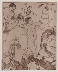Boxer Training with a Punchbag, Ancient Greek Vase Painting
