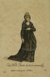 Costume design for the role of the Queen of the Night in the opera The Magic Flute by Wolfgang Amadeus Mozart, published in Leipzig by I. B. Klein, 1793