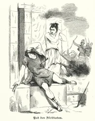 Death of Alcibiades, 404 BC (engraving)