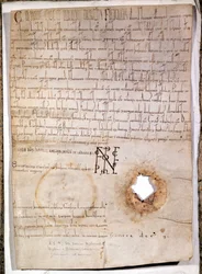 Diploma for the hospital of Mantua dated 10 July 1158. The document is signed by the German Emperor Frederick I Barbarossa (1122 - 1190). National Archive of Milan.