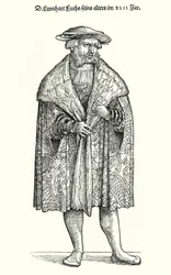 Dr. Leonhart Fuchs, German Physician, Botanist and Professor at the University of Tübingen (engraving)
