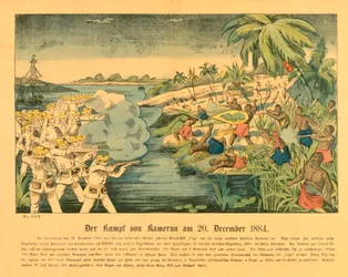 Duala Uprising in German Cameroon, with the SMS Olga in the Background, 20 December 1884