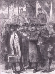 English residents leaving Paris, Cassells History of the War between France and Germany published by Cassell and Company Limited, c.1890