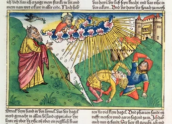The Seven Plagues of Egypt: Moses and the Plague of Hail and Lightning, from the 