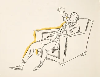 Gentleman Blowing Smoke Rings, from Styl, pub. 1922