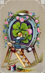 German Postcard depicting Good Luck Charms, sent from Hungary on 21st May 1911