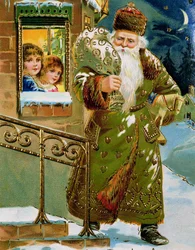Green-Robed Santa Claus, German card, circa 1900