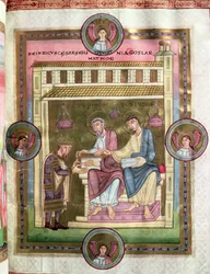 Henry III with the Apostles Simon and Jude, from the Codex Caesareus Upsaliensis