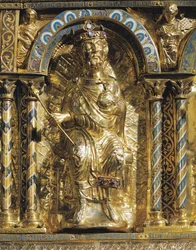 Henry II (973-1024 also known as St Henry, Holy Roman Emperor, detail from the Shrine of Emperor Charlemagne (742-814) 1215