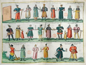 Inhabitants of Dithmarschen (Denmark), Illustrated Plate from Theatre des Cites du Monde by G. Braun, Koln, 1572-1618