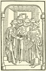 Jews studying in a synagogue