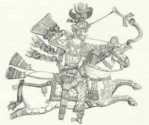 King Peroz I of Persia on horseback