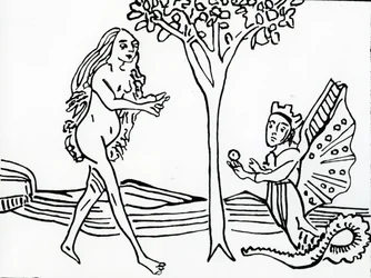 Lilith, winged and crowned, with serpent