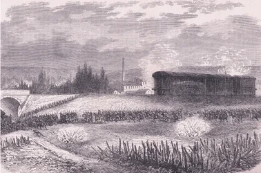 Locomotive batteries in action, Cassells History of the War between France and Germany published by Cassell and Company Limited, c.1890