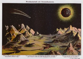 Lunar Landscape, Solar Eclipse and Comet of 1911