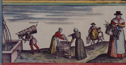 Women cutting fish, from 
