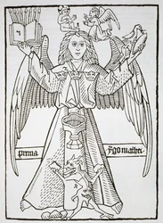 Mnemonic Figure, from Ars Memorandi, c.1470, (reprinted 1883) illustrated in a history of magic published late 19th century