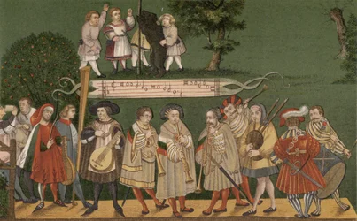 Musicians from Augsburg, Germany, Playing for Dancers of the Geschlechtertanz, 1520