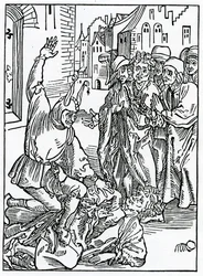 Of Brekynge and Hurtynge of Amyte and Frendshyp, Illustration from Alexander Barclay