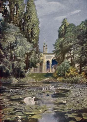 Part of the Vierwaldstattersee and the Antelope House, Berlin Zoological Garden, Germany