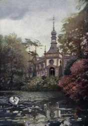 Part of the Vierwaldstattersee and the new ape house, Berlin Zoological Garden, Germany