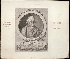 Portrait of Carl Philipp Emanuel Bach engraved by C. D. Krohn