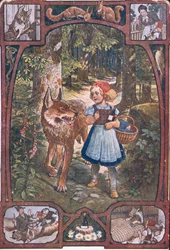 Postcard depicting scenes from Little Red Riding Hood, c.1910
