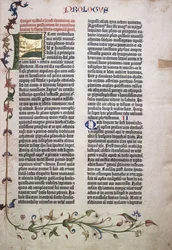 Prologue folio with gold and green letter 