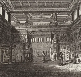 Reconstruction of the Hall of an Assyrian King (Illustration for Bilder-Atlas)