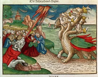Seven-headed serpent from the Book of Revelation, from the Luther Bible