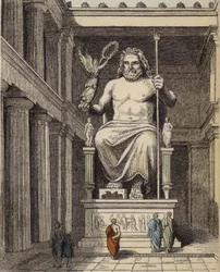 Statue of Zeus in the Ancient Greek Temple at Olympia