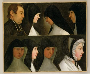 Study of Nuns, a Novice and an Abbot