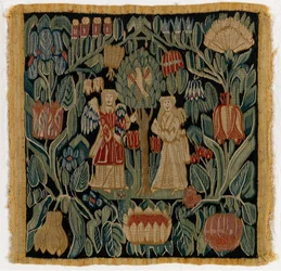 Tapestry Cushion Cover Depicting The Annunciation, from Lower Saxony or Denmark, After 1600