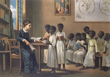 Teacher with pupils, 1880