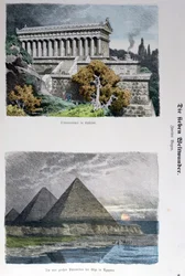 Temple of Diana at Ephesus and the Pyramids of Giza, from a Series of the Seven Wonders of the World Published in Munchener Bilderbogen, 1886