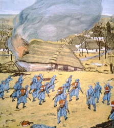 The First Austrian-Hungarian Landsturm Regiment attacks Serbian village of Stady Korciyan, December 22