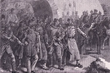 The French army leaving Metz, Cassells History of the War between France and Germany published by Cassell and Company Limited, c.1890