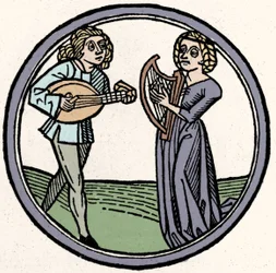 The Four Temperaments: Phlegmatic. Xylography, Augsburg 1480
