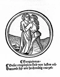 The Four Temperaments: The Blood (Warm and Kind) (Xylography, Augsburg 1480)