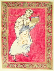 The Monk Ruodprehet Presenting His Book, from the Psalter of Egbert, Archbishop of Trier