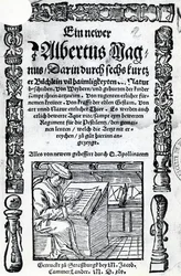 Title Page for a New Albertus Magnus: six short books describing many of the secrets of nature, published 1514